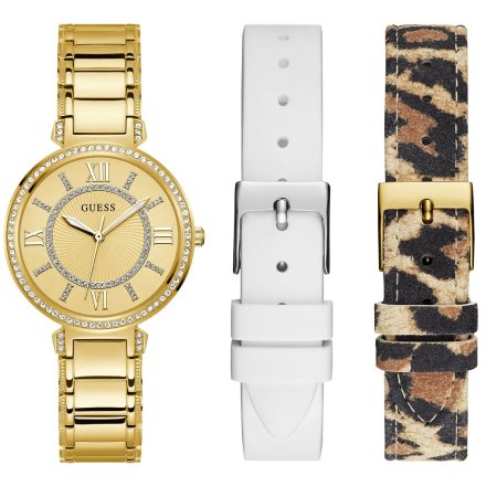 Złoty zegarek damski Guess Montage panterka zestaw na prezent  GW0588L1