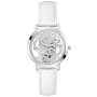 Srebrny zegarek damski Guess Trend z białym paskiem GW0383L4