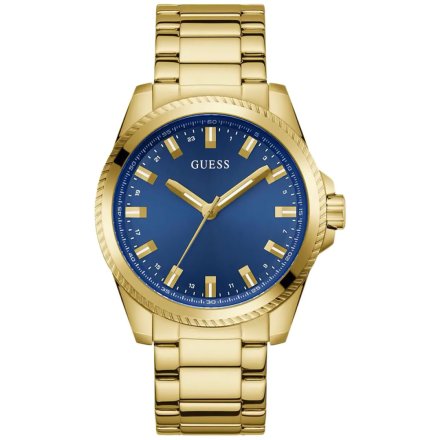 Złoty zegarek Guess Champ niebieska tarcza GW0718G2