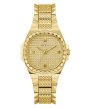 Złoty zegarek damski Guess Rebellious z kryształkami GW0601L1