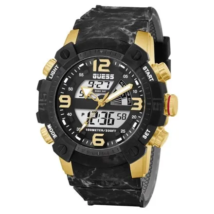 Czarno-złoty zegarek męski Guess Sport GW0421G2 z wyświetlaczem elektronicznym
