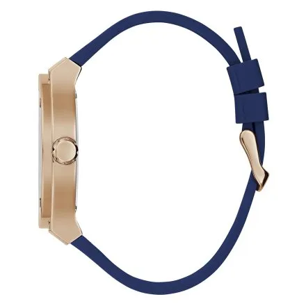 Różowozłoty zegarek męski Guess Jet z granatowym paskiem GW0491G4