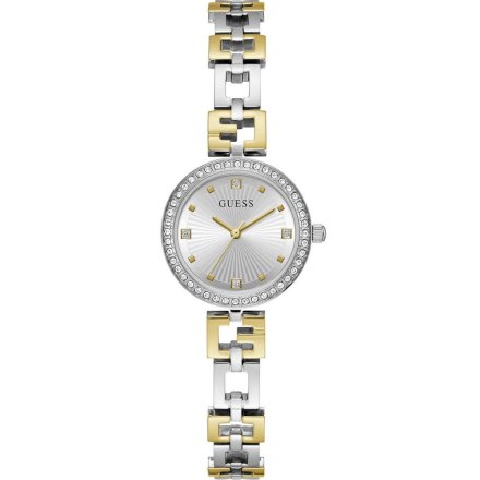 Elegancki srebrno-zloty zegarek damski Guess Lady G z bransoletką GW0656L1