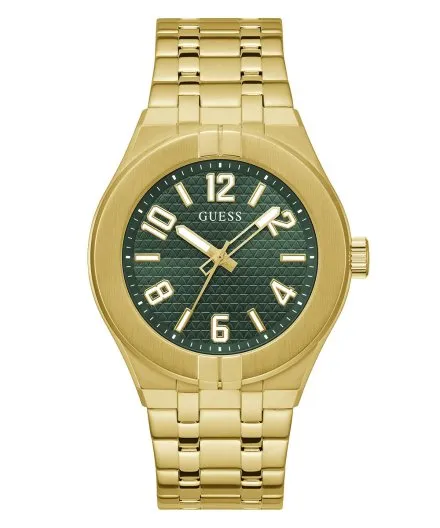 Złoty zegarek Guess Escape zielona tarcza GW0661G2