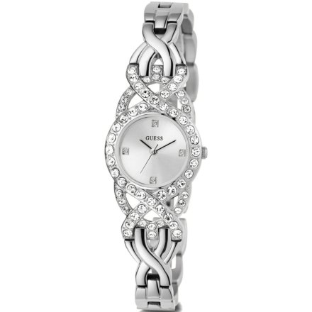 Srebrny zegarek damski Guess Adorn z bransoletką i kryształkami GW0682L1