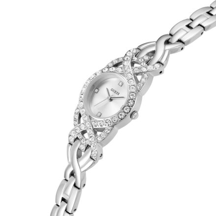 Srebrny zegarek damski Guess Adorn z bransoletką i kryształkami GW0682L1