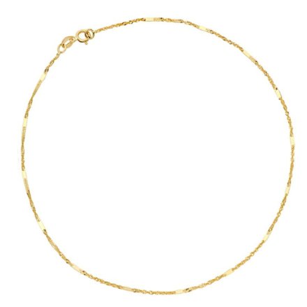 Złota bransoletka damska łańcuszek splot singapure z blaszką 18,5 cm • Złoto 585 0,46g