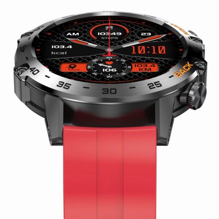 GRAVITY GT9-11 czarno-czerwony pasek silikon smartwatch męski z funkcją rozmowy