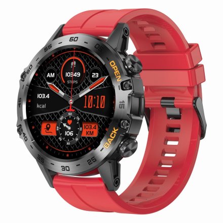 GRAVITY GT9-11 czarno-czerwony pasek silikon smartwatch męski z funkcją rozmowy