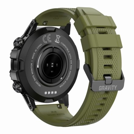 GRAVITY GT9-12 czarno-zielony pasek silikon smartwatch męski z funkcją rozmowy