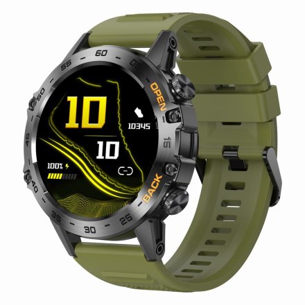 GRAVITY GT9-12 czarno-zielony pasek silikon smartwatch męski z funkcją rozmowy