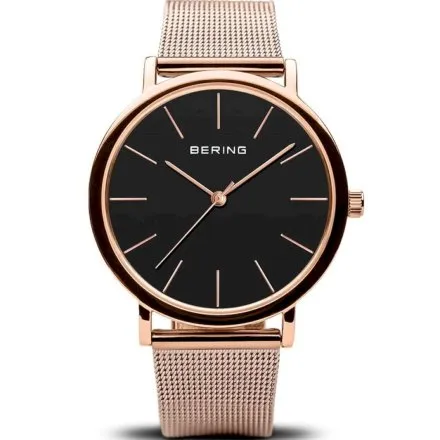 Różowozłoty zegarek damski Bering Classic 13436-362 z czarną tarczą