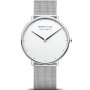 Srebrny klasyczny zegarek Bering Classic Max Rene 15738-004 z biała tarczą 
