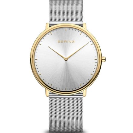 Srebrno-złoty klasyczny duży zegarek damski Bering Classic 15739-010