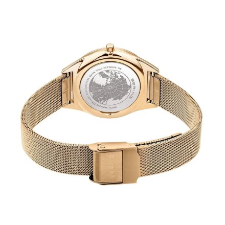 Złoty elegancki zegarek damski Bering Classic Sapphire 17031-333 z kryształkami