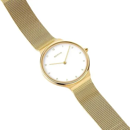 Złoty klasyczny zegarek damski Bering Ultra Slim 18434-334 z cyferkami