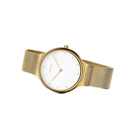 Złoty klasyczny zegarek damski Bering Ultra Slim 18434-334 z cyferkami