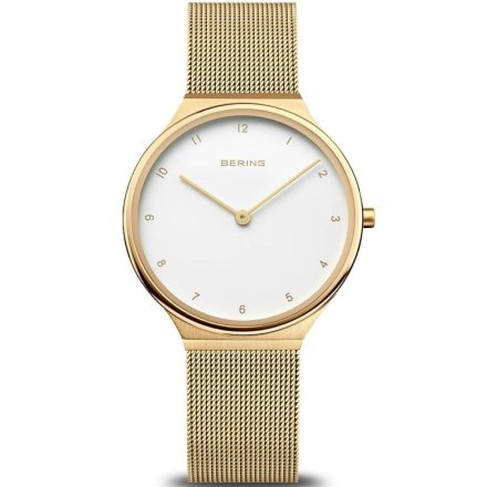 Złoty klasyczny zegarek damski Bering Ultra Slim 18434-334 z cyferkami