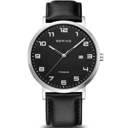Tytanowy męski Zegarek Bering 18640-402 Bering TITANIUM na skórzanym pasku