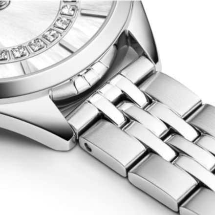 Srebrny zegarek damski Adriatica A3817.511FQ z masą perłową i kryształami