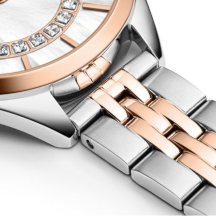 Srebrno-różowy zegarek damski Adriatica  A3817.R1RFQ z masą perłową i kryształkami