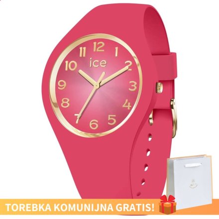 Różowy zegarek Ice-Watch Glam Colour S złote cyferki 021328 + TOREBKA KOMUNIJNA