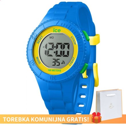 Niebieski zegarek Ice-Watch Digit S 021615 z wyświetlaczem + TOREBKA KOMUNIJNA