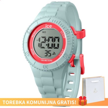 Błękitny zegarek Ice-Watch Digit S 021617 z wyświetlaczem + TOREBKA KOMUNIJNA