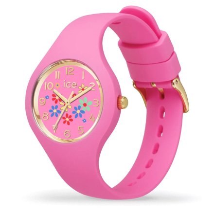 Różowy zegarek Ice-Watch S Flower Pinky Bloom 021731 z kwiatami na tarczy