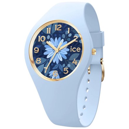 Błękitny zegarek Ice-Watch S Flower Water Blue 021733 z kwiatami na tarczy
