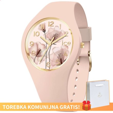 Różowy zegarek Ice-Watch S Flower Pink Aquarel 021735 z kwiatami na tarczy + TOREBKA KOMUNIJNA