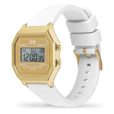 Złoty zegarek elektroniczny Ice-Watch DIGIT RETRO 022049 biały 