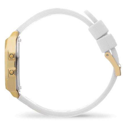 Złoty zegarek elektroniczny Ice-Watch DIGIT RETRO 022049 z białym paskiem