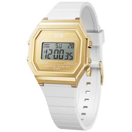 Złoty zegarek elektroniczny Ice-Watch DIGIT RETRO 022049 biały + TOREBKA KOMUNIJNA
