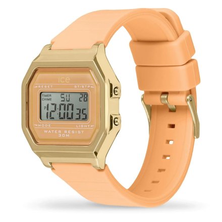 Złoty zegarek elektroniczny Ice-Watch DIGIT RETRO 022057 z pomarańczowym paskiem