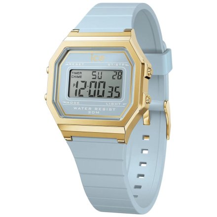 Złoty zegarek elektroniczny Ice-Watch DIGIT RETRO 022058 błękitny + TOREBKA KOMUNIJNA