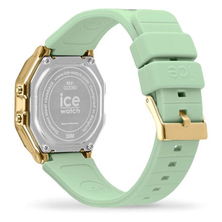 Złoty zegarek elektroniczny Ice-Watch DIGIT RETRO 022060 z zielonym paskiem