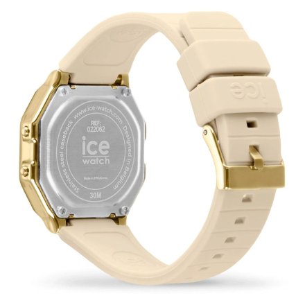 Złoty zegarek elektroniczny Ice-Watch DIGIT RETRO 022062 z beżowym paskiem