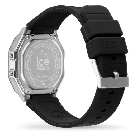 Srebrny zegarek elektroniczny Ice-Watch DIGIT RETRO 022063 z czarnym paskiem