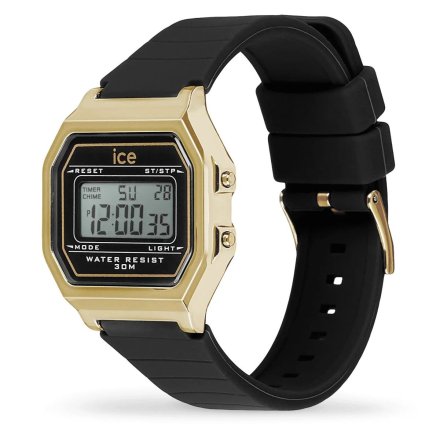 Złoty zegarek elektroniczny Ice-Watch DIGIT RETRO 022064 z czarnym paskiem