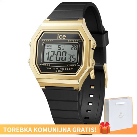 Złoty zegarek elektroniczny Ice-Watch DIGIT RETRO 022064 czarny + TOREBKA KOMUNIJNA