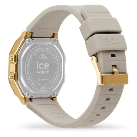 Złoty zegarek elektroniczny Ice-Watch DIGIT RETRO 022066 z szarym paskiem