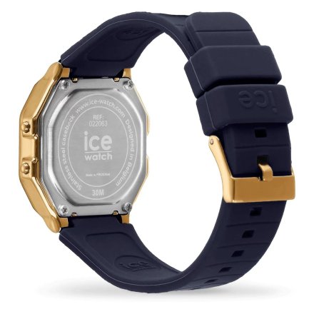 Złoty zegarek elektroniczny Ice-Watch DIGIT RETRO 022068 z granatowym paskiem