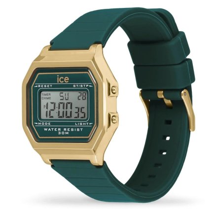Złoty zegarek elektroniczny Ice-Watch DIGIT RETRO 022069 z zielonym paskiem