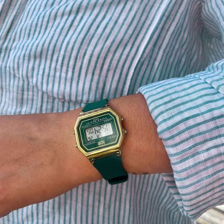 Złoty zegarek elektroniczny Ice-Watch DIGIT RETRO 022069 z zielonym paskiem