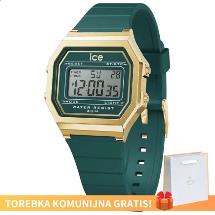 Złoty zegarek elektroniczny Ice-Watch DIGIT RETRO 022069 zielony + TOREBKA KOMUNIJNA