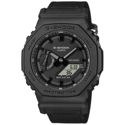 Czarny zegarek Casio G-Shock z parcianym paskiem GA-2100BCE-1AER