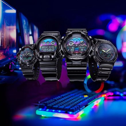 Czarny zegarek Casio G-Shock Virtual Rainbow GA-2100RGB-1AER
