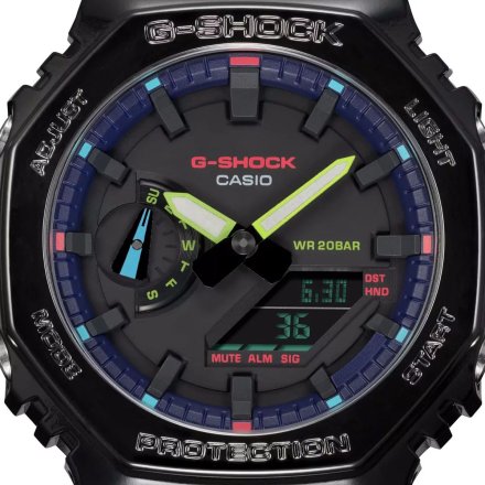 Czarny zegarek Casio G-Shock Virtual Rainbow GA-2100RGB-1AER