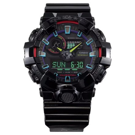 Czarny zegarek Casio G-Shock Virtual Rainbow GA-700RGB-1AER
